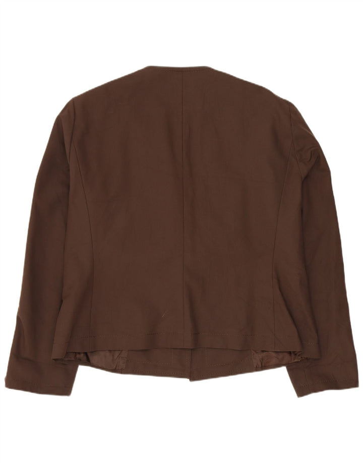 BARBARA B Ženska jakna s otvorenim sakoom UK 18 XL Smeđi pamuk