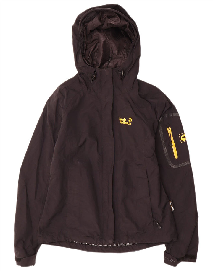 Jack Wolfskin ženska kišna jakna s kapuljačom UK 8 Mala crna poliamidna