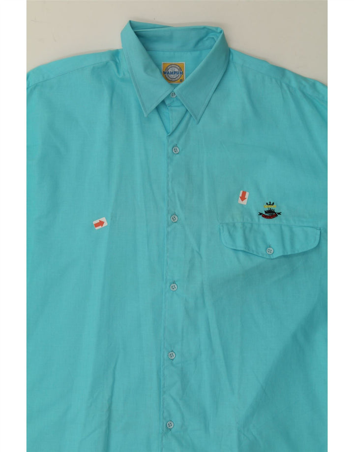 WAMPUM Mens Loose Fit Shirt Small Blue Cotton Vintage Wampum and Second-Hand Wampum from Messina Hembry 