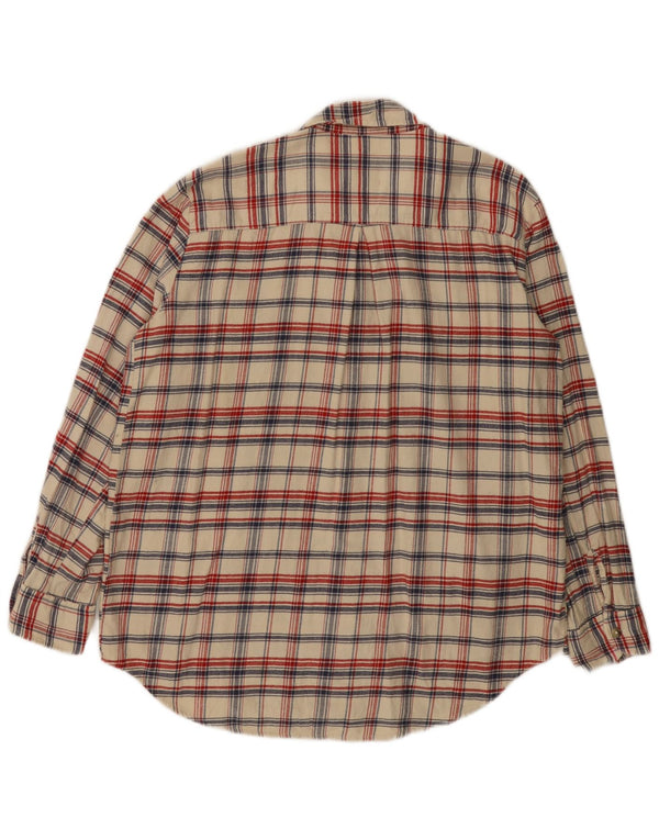 Benetton ženska košulja od flanela UK 16 Large Off White Karirani pamuk