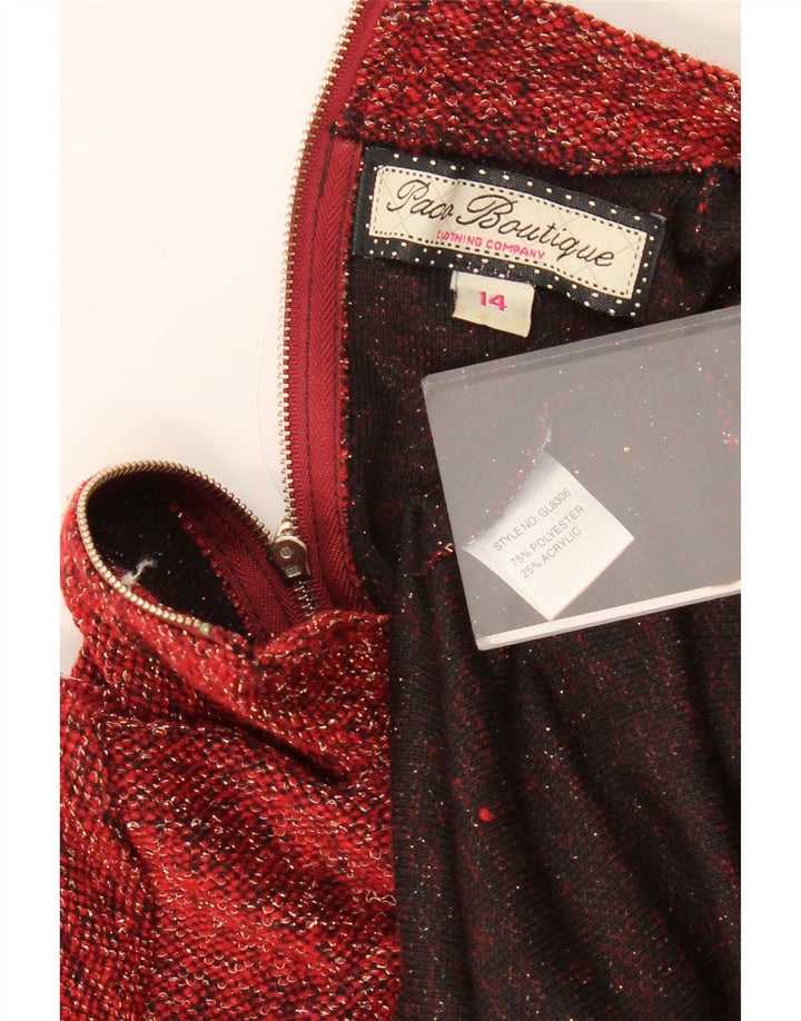 PACO BOUTIQUE Ženska džemper haljina dugih rukava UK 14 Velike crvene fleke