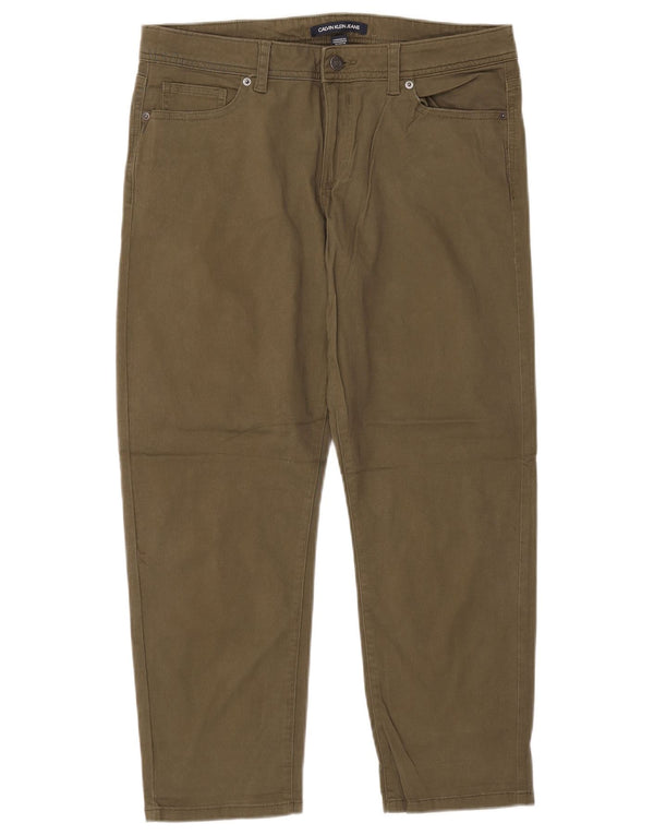 CALVIN KLEIN Ženske skraćene sužene hlače US 12 Large W34 L26 Kaki
