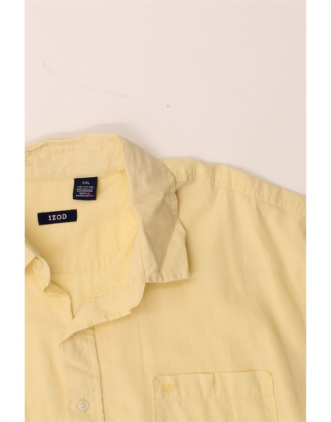 IZOD Mens Short Sleeve Shirt 2XL Yellow Cotton Vintage Izod and Second-Hand Izod from Messina Hembry 