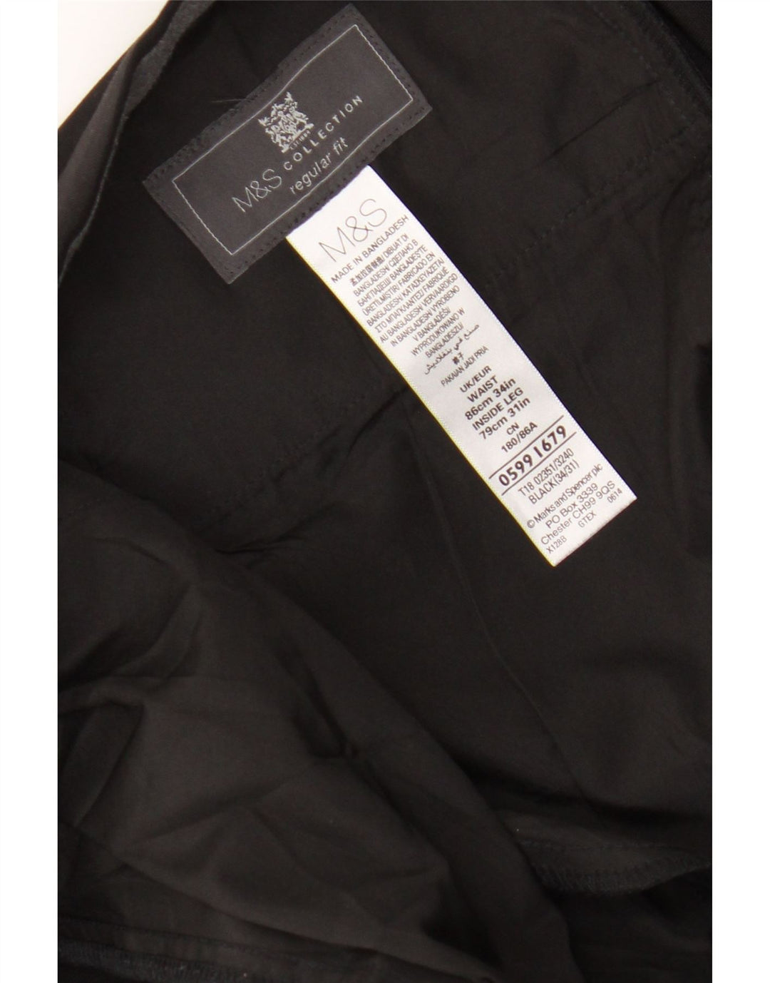 Marks & Spencer muške hlače standardnog kroja W34 L27 crni poliester