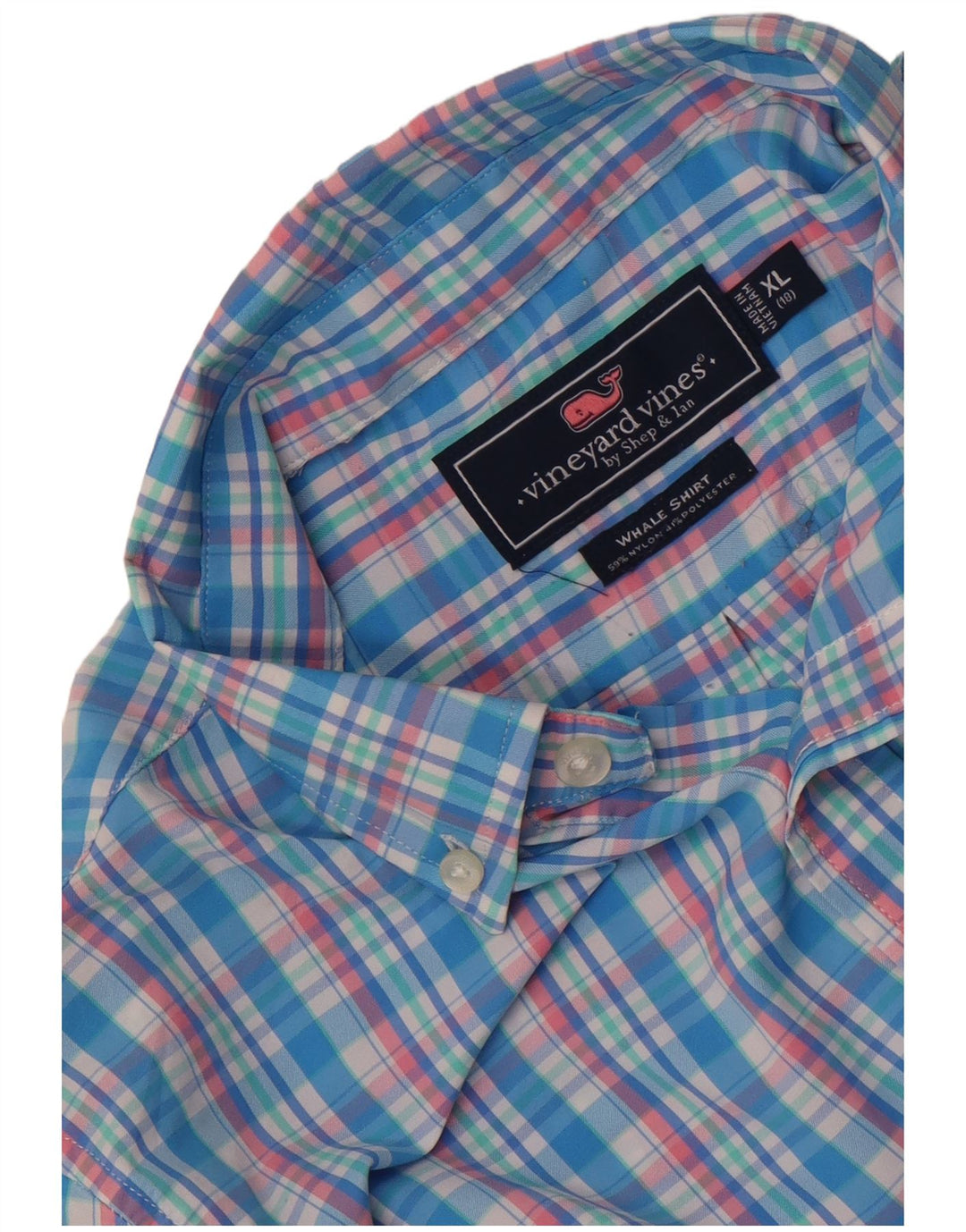 Vineyard Vines majica za dječake 15-16 godina XL plavi karirani najlon