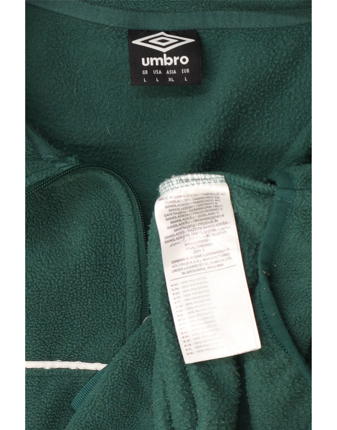 Umbro muški džemper od flisa s patentnim izrezom, veliki zeleni poliester