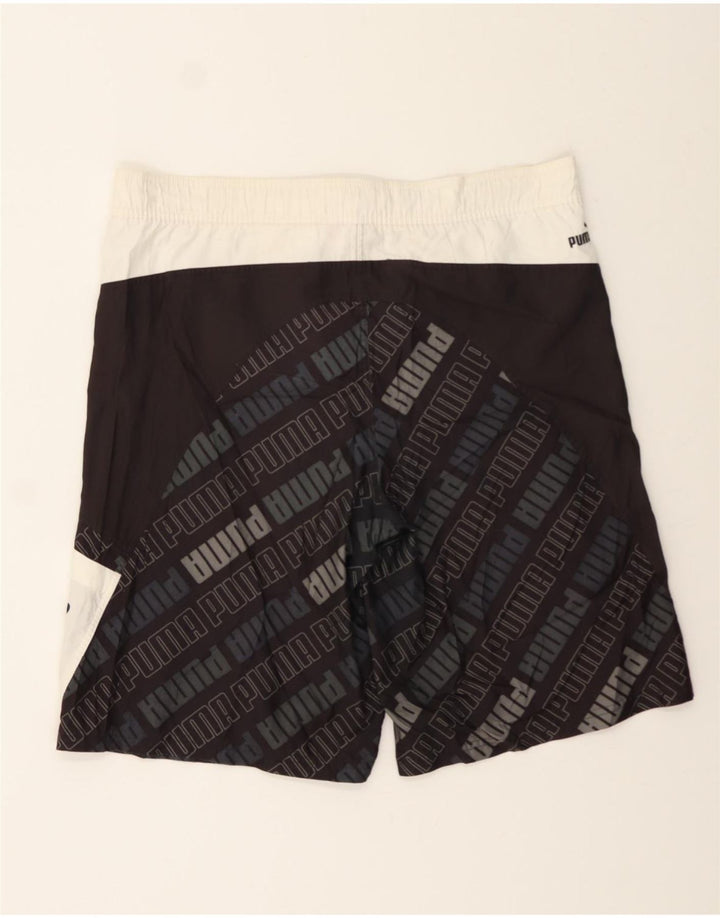 PUMA Mens Graphic Swimming Shorts Large  Black Colourblock Vintage Puma and Second-Hand Puma from Messina Hembry 