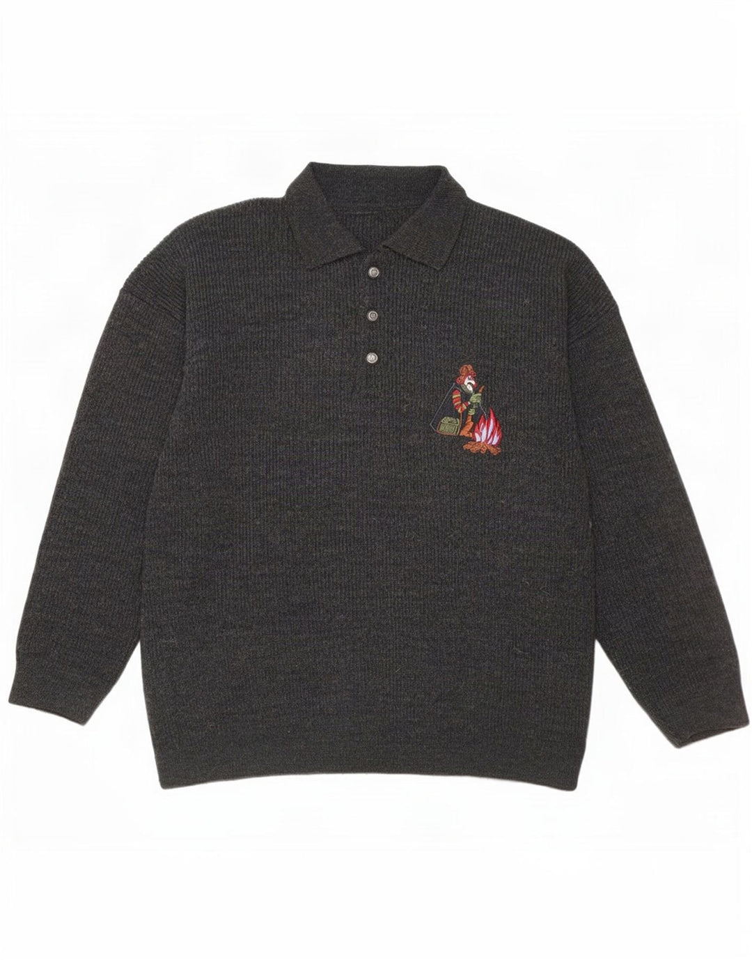 Vintage muški džemper s polo ovratnikom, veliki, sivi
