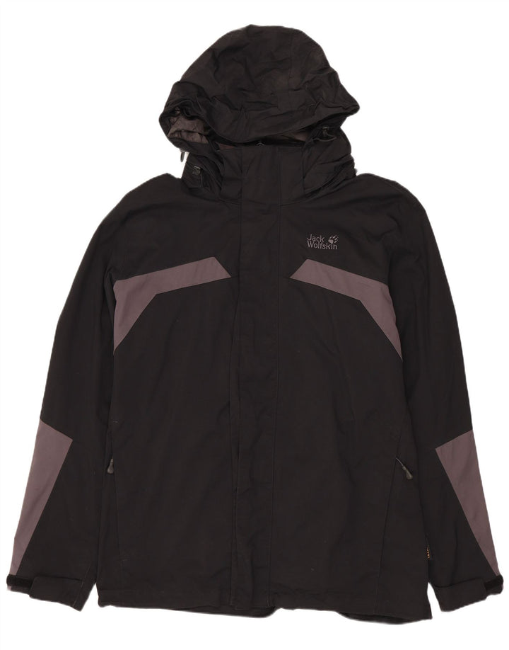 JACK WOLFSKIN Muška kišna jakna s kapuljačom UK 36/38 srednje crna boja