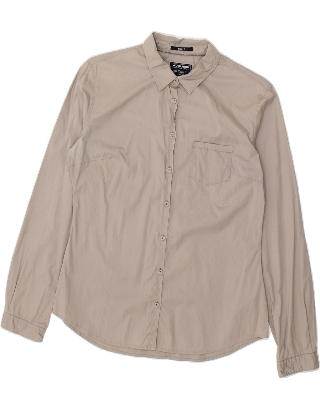 WOOLRICH Womens Slim Fit Shirt UK 14 Medium Grey Cotton Vintage Woolrich and Second-Hand Woolrich from Messina Hembry 