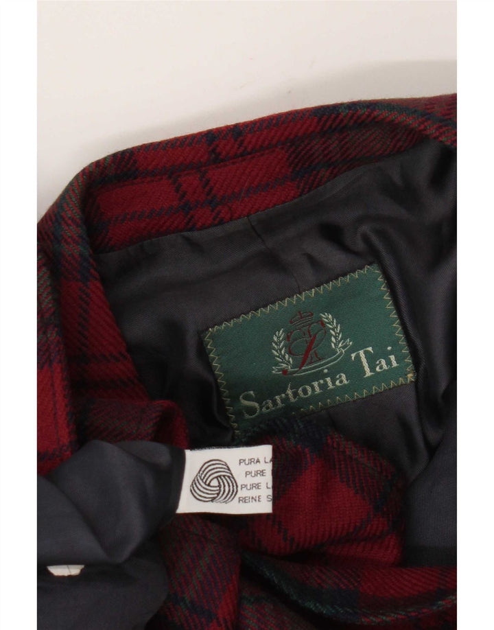 Vintage ženski sako sa 2 gumba UK 16 Veliki crveni karirani nova vuna