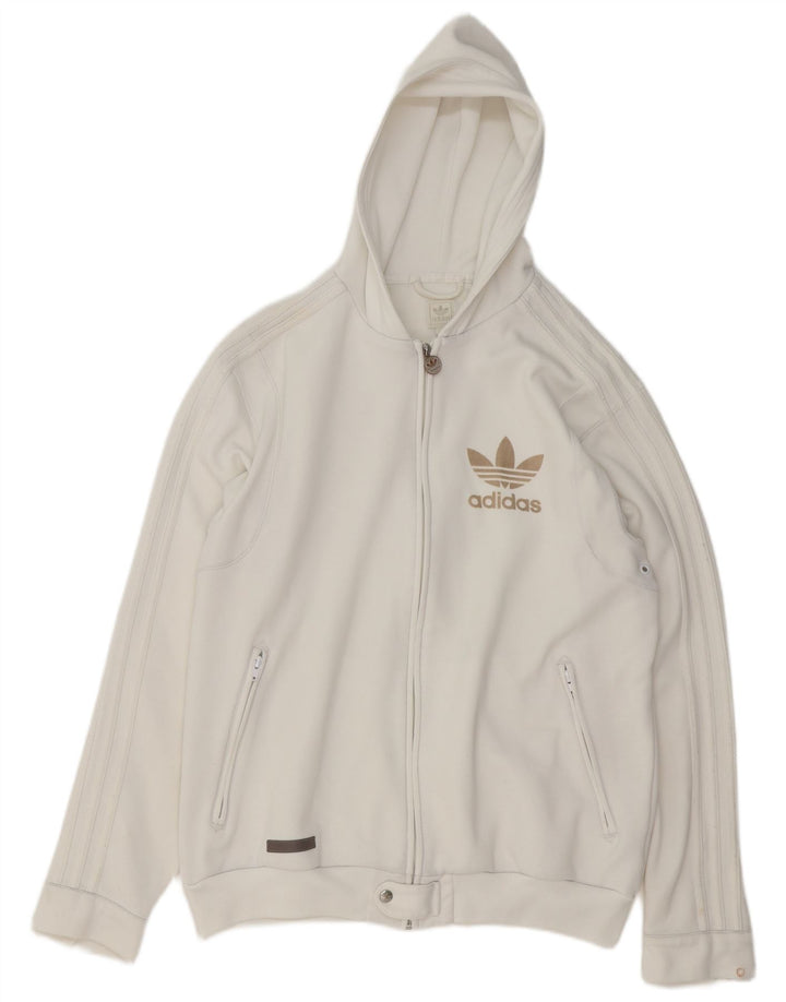 Adidas muški pulover s kapuljačom s patentnim zatvaračem XL bijeli poliester
