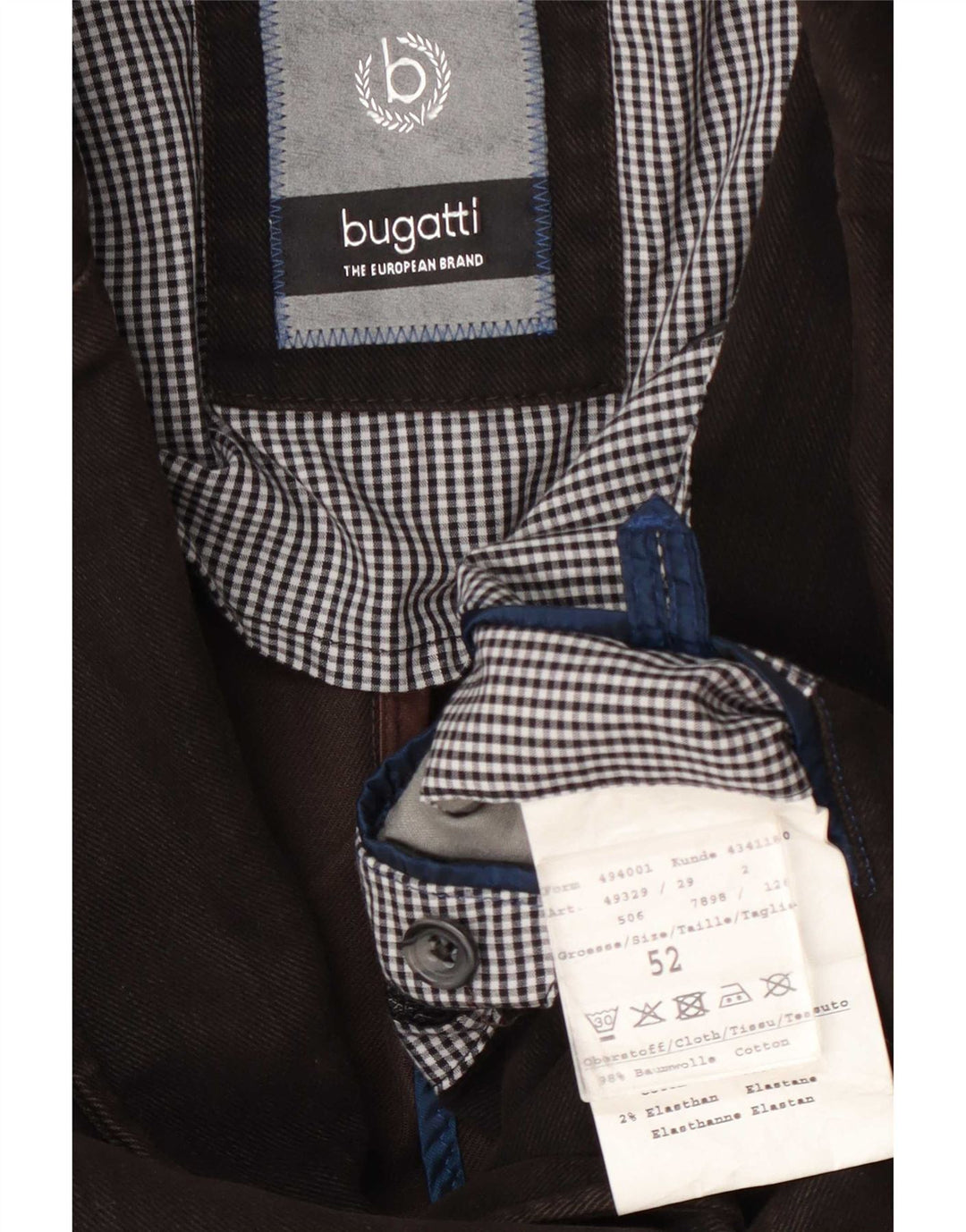 Bugatti muška jakna sa 3 gumba EU 52 XL smeđi pamuk