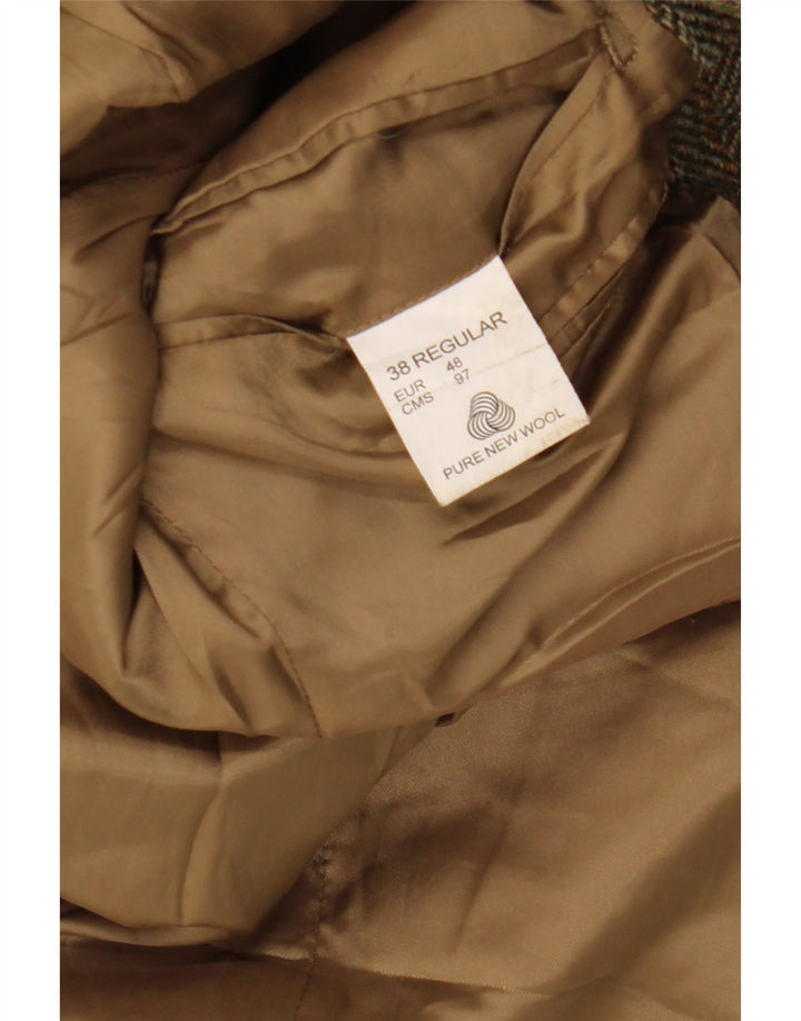 Vintage muški sako s 3 gumba UK 38 Srednje smeđa riblja kost