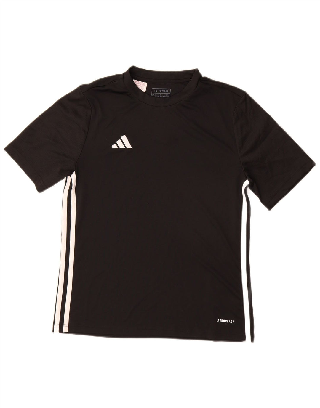 ADIDAS Boys Aeroready T-Shirt Top 13-14 Years Black Poliester