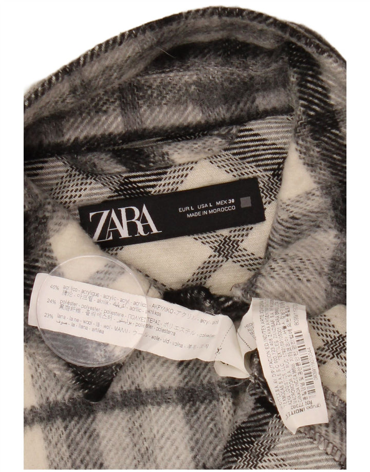 ZARA ženska prevelika majica od flanela UK 16 Veliki crni karirani