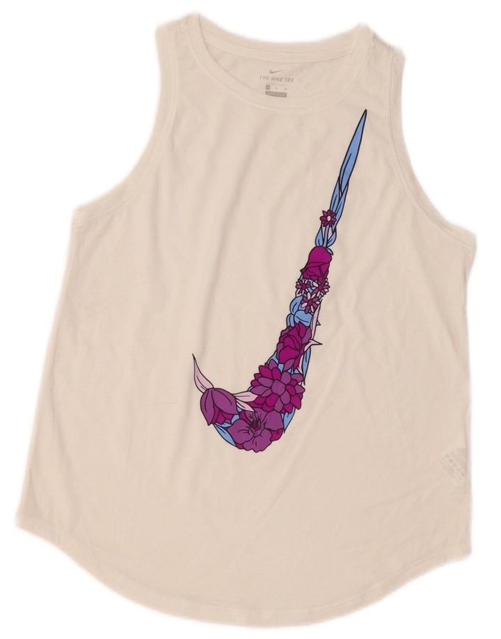 NIKE Girls Dri Fit Graphic Vest Top 13-14 Years XL bijeli poliester