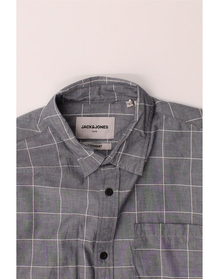 JACK & JONES Mens Comfort Fit Shirt Large Grey Check Cotton Vintage Jack & Jones and Second-Hand Jack & Jones from Messina Hembry 