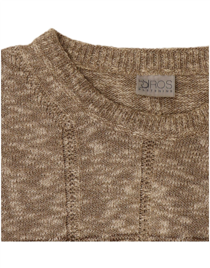 Vintage muški džemper s okruglim izrezom XL bež flekasti