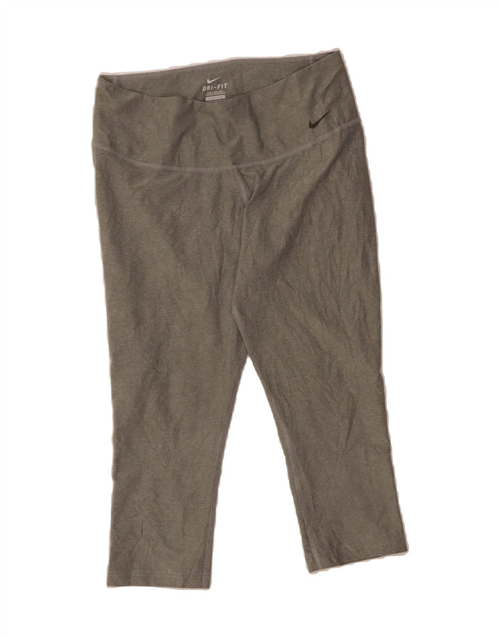 NIKE Womens Dri Fit Capri Leggings UK 14 Medium  Grey Polyester Vintage Nike and Second-Hand Nike from Messina Hembry 