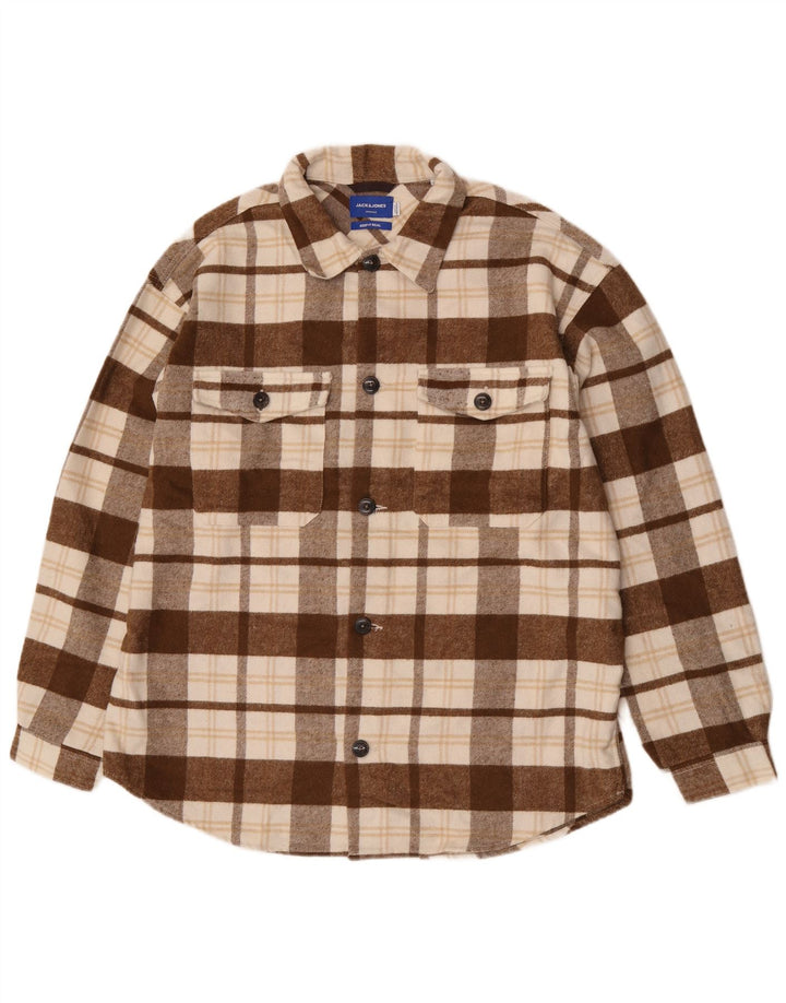 Jack & Jones muška košulja od flanela XL, smeđi karirani poliester