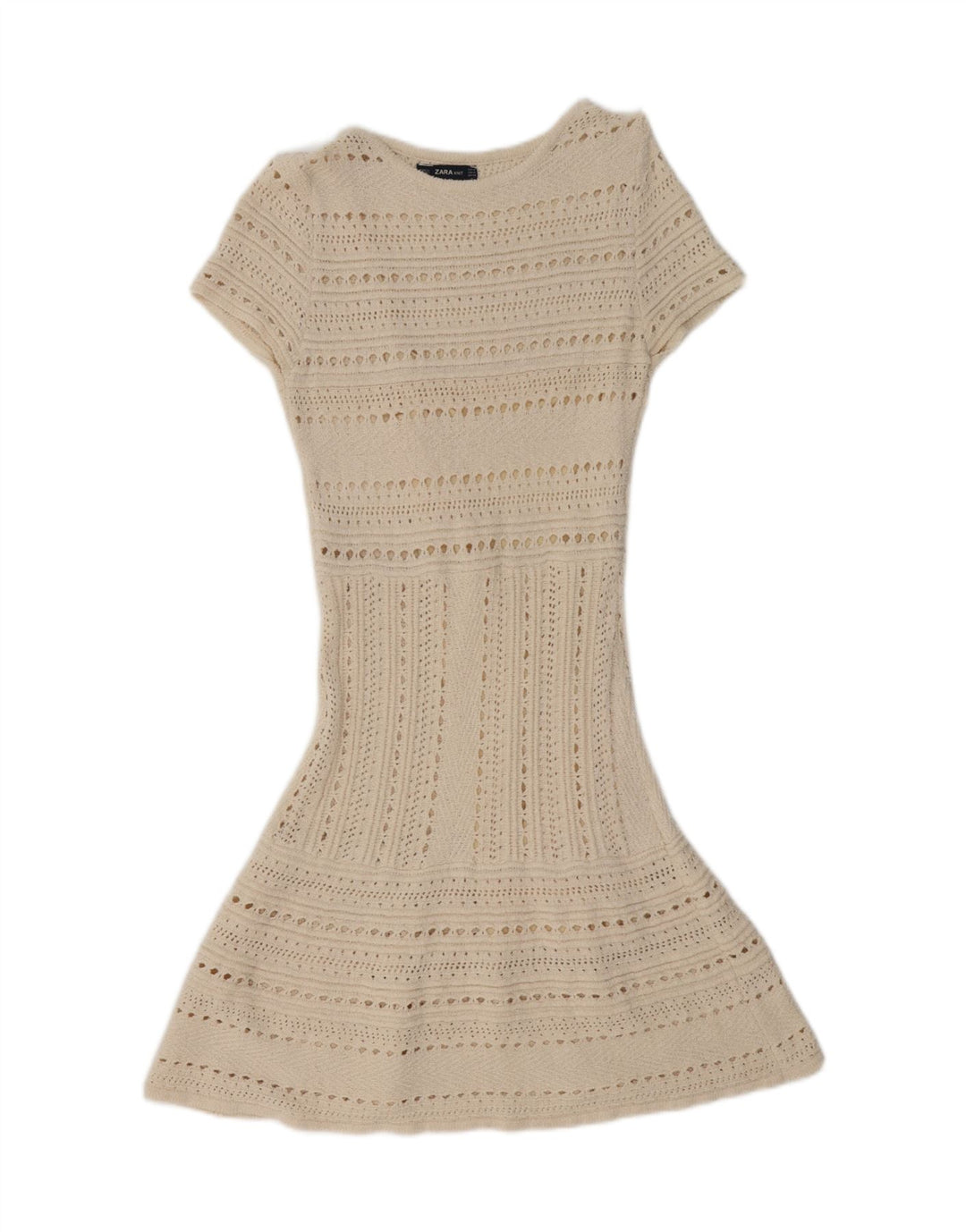 Zara ženska prozirna džemper haljina kratkih rukava UK 12 srednje bijele boje