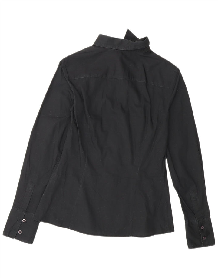 BENETTON Ženska košulja UK 10 Mala crna pamuk