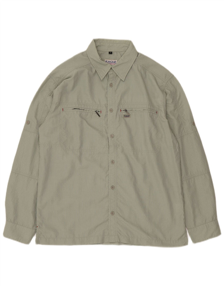 VINTAGE muška košulja srednje zelene boje gingham poliamida