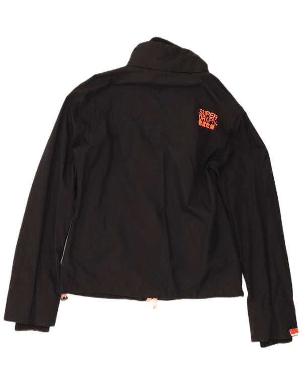 Superdry ženska kišna jakna s vjetrovkom UK 14 Veliki crni najlon