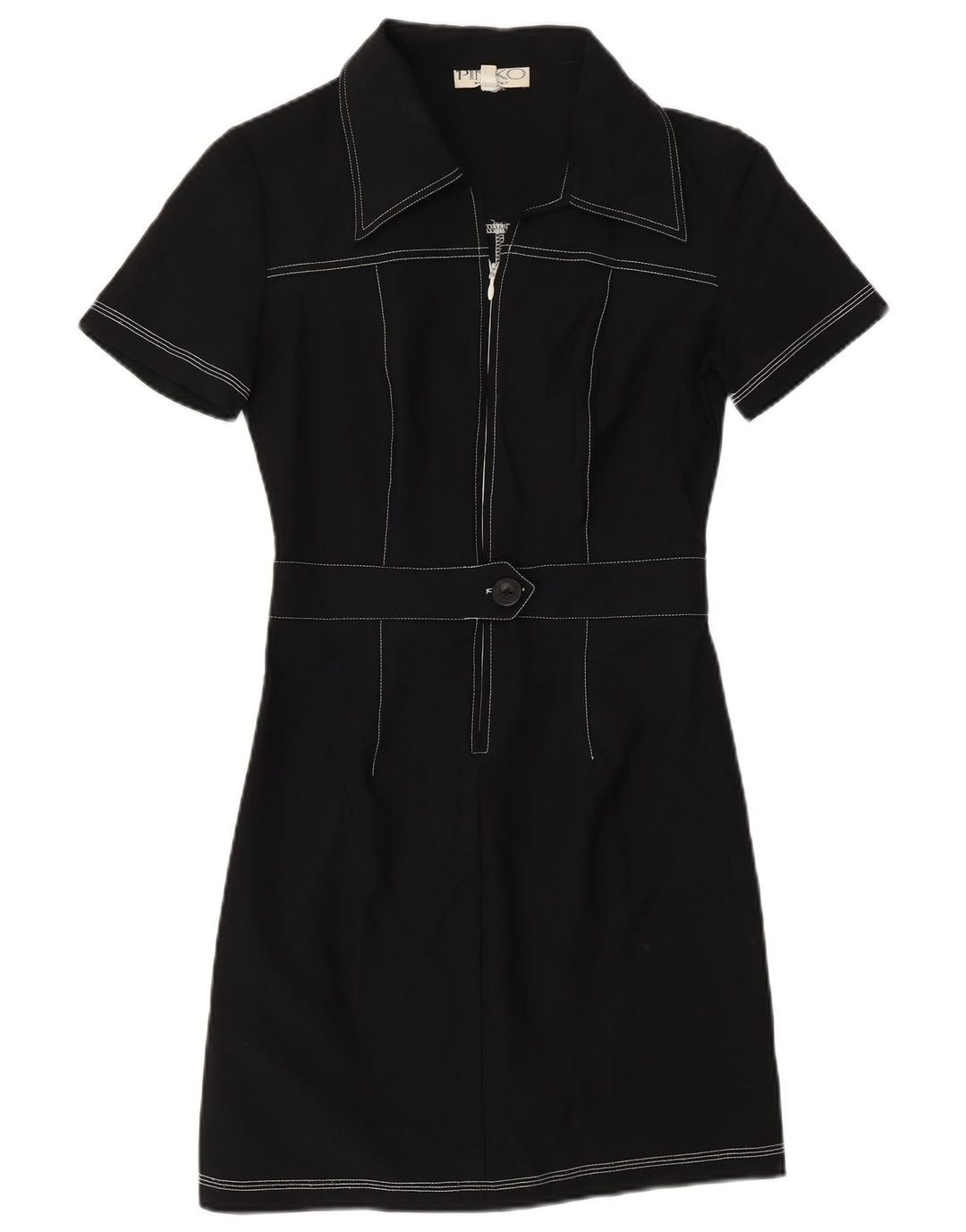 Pinko ženska plašt haljina kratkih rukava UK 12 Srednji crni poliamid