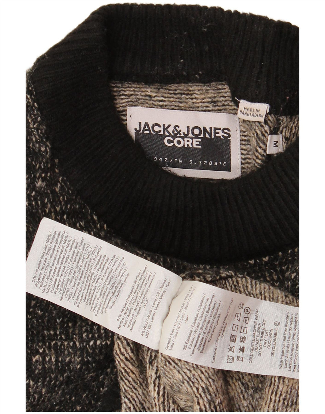 JACK & JONES muški džemper s okruglim izrezom Srednji crni pjegavi poliester