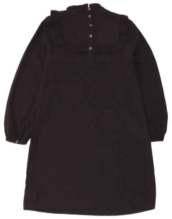 Marks & Spencer Womens Long Sleeve Shift Dress UK 12 Medium Black
