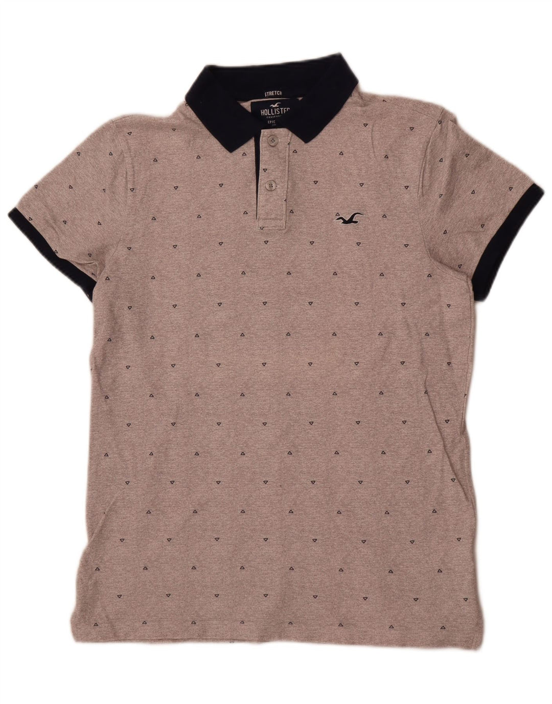 Hollister muška rastezljiva polo majica srednje siva, geometrijski pamuk