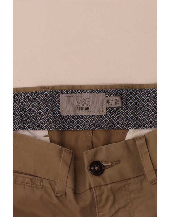 Marks & Spencer muške obične chino hlače W34 L29 bež pamuk