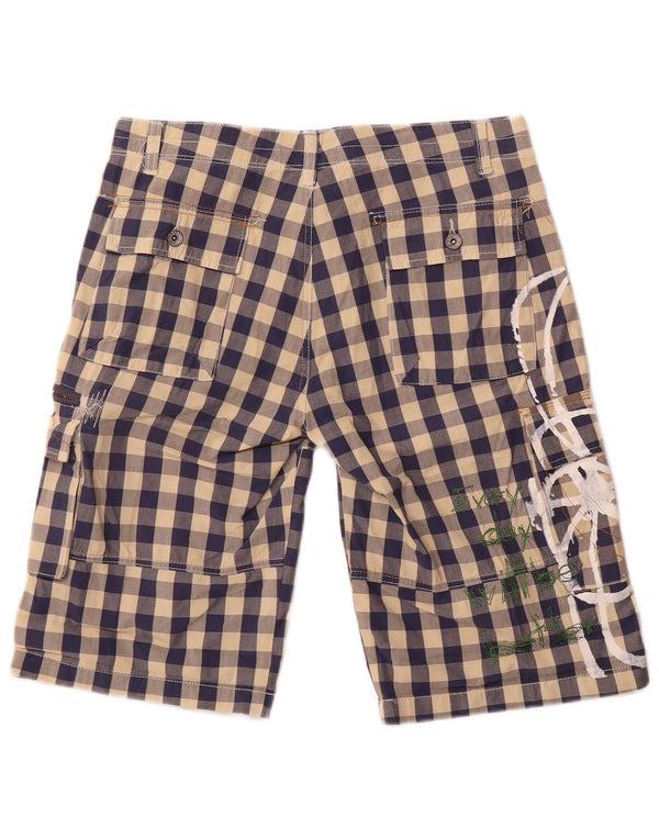 Desigual ženske kratke kargo hlače s grafičkim motivima EU 42 Large W34 mornarsko plava gingham