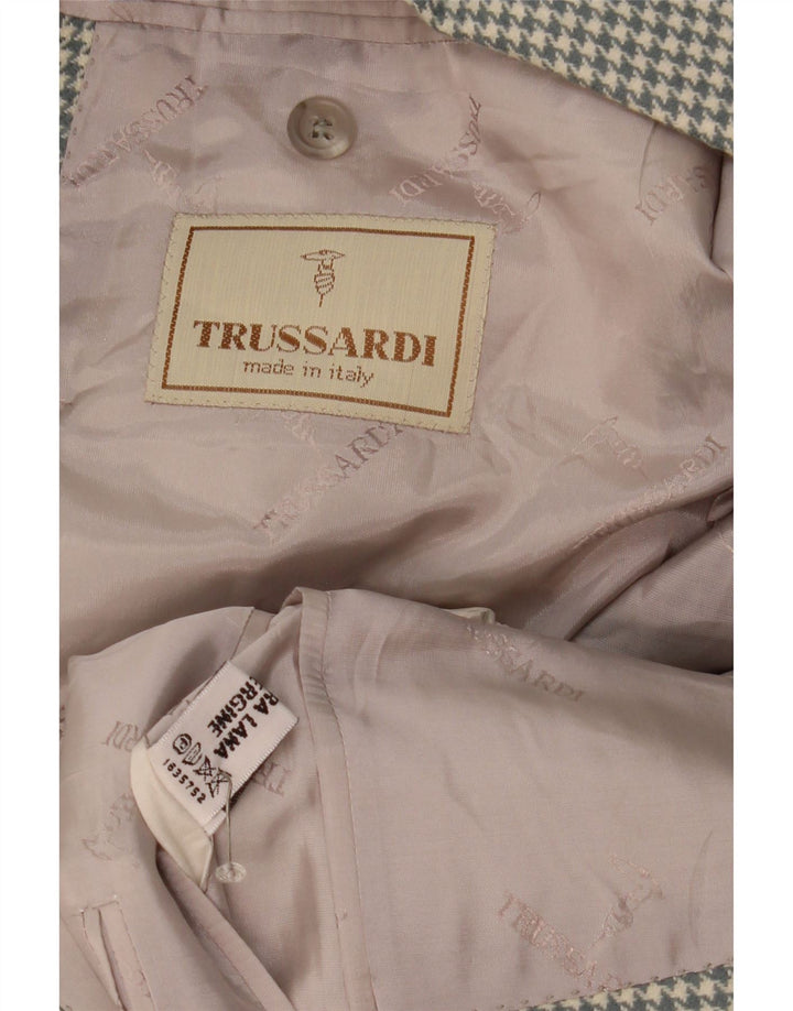 Trussardi muška jakna sa 2 gumba UK 40 Large Grey Houndstooth Wool
