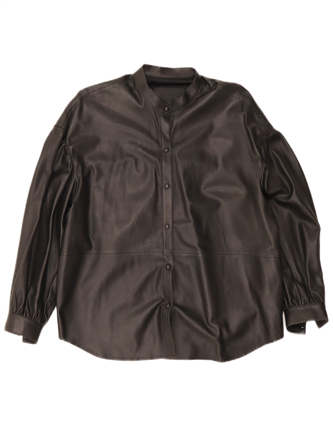 Massimo Dutti ženska prevelika kožna košulja UK 6 XS crna koža