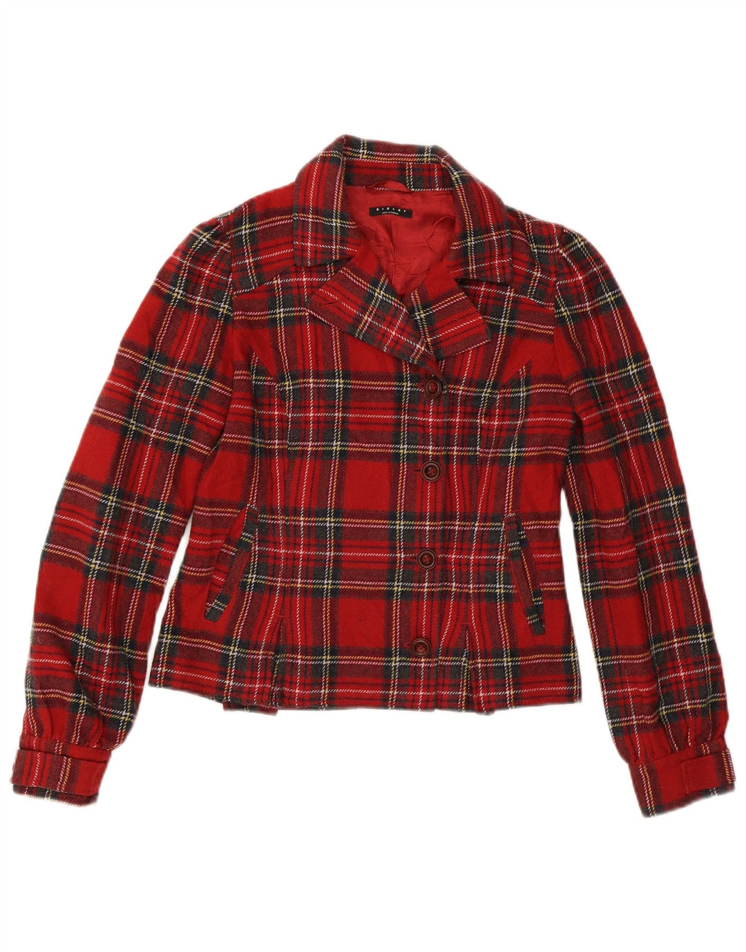 SISLEY Ženska jakna sa 4 gumba IT 42 Srednje crveno karirani akril