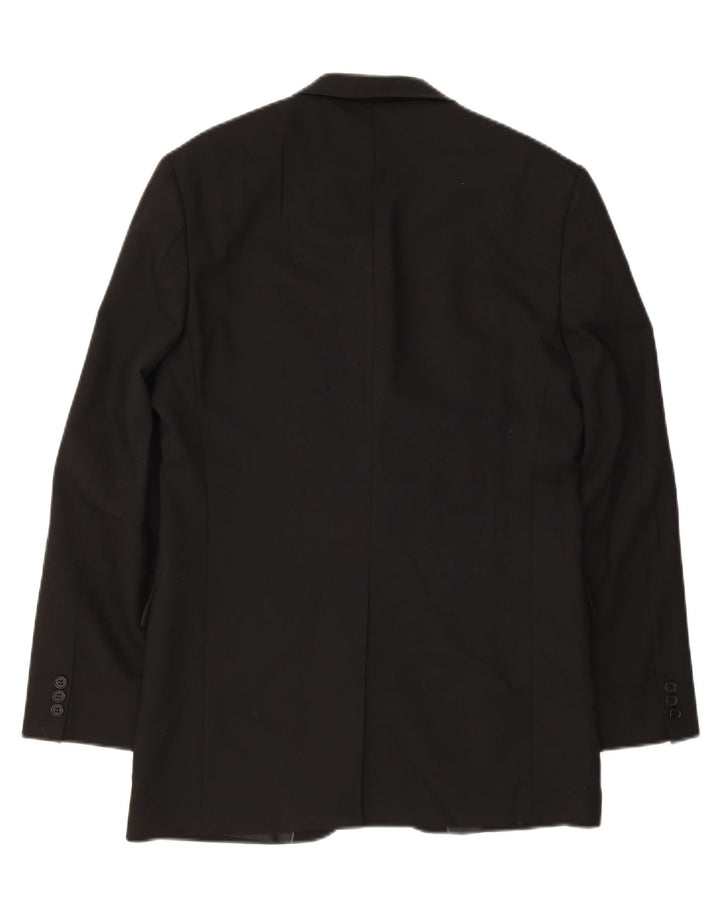 MARKS & SPENCER Mens 3 Button Blazer Jacket UK 38 Medium Black Polyester Vintage Marks & Spencer and Second-Hand Marks & Spencer from Messina Hembry 