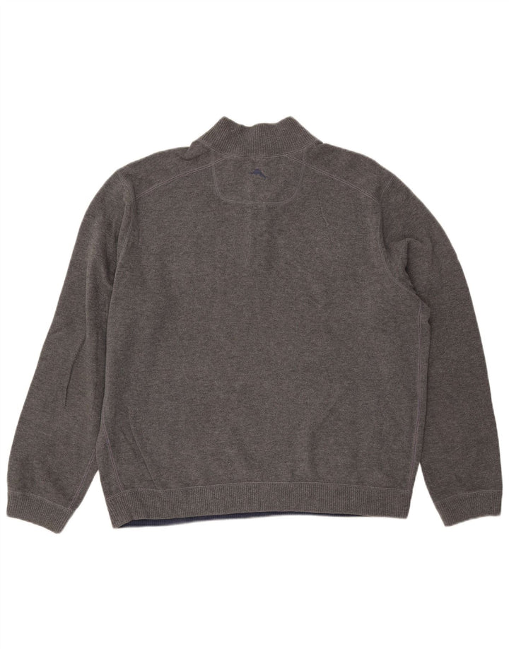TOMMY BAHAMA Muški pulover s izrezom s patentnim zatvaračem XL sivi