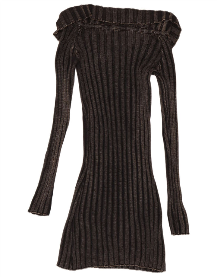 ZARA Ženska džemper haljina dugih rukava UK 14 Veliki crni pamuk