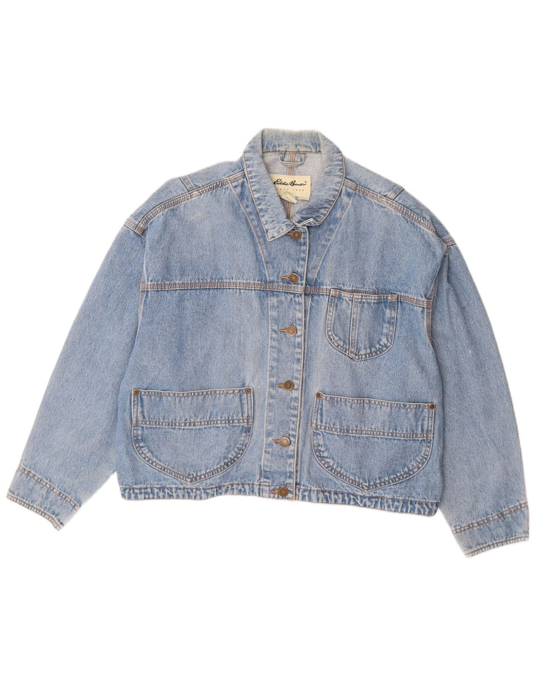 EDDIE BAUER Ženska prevelika traper jakna UK 14 Srednje plavi pamuk