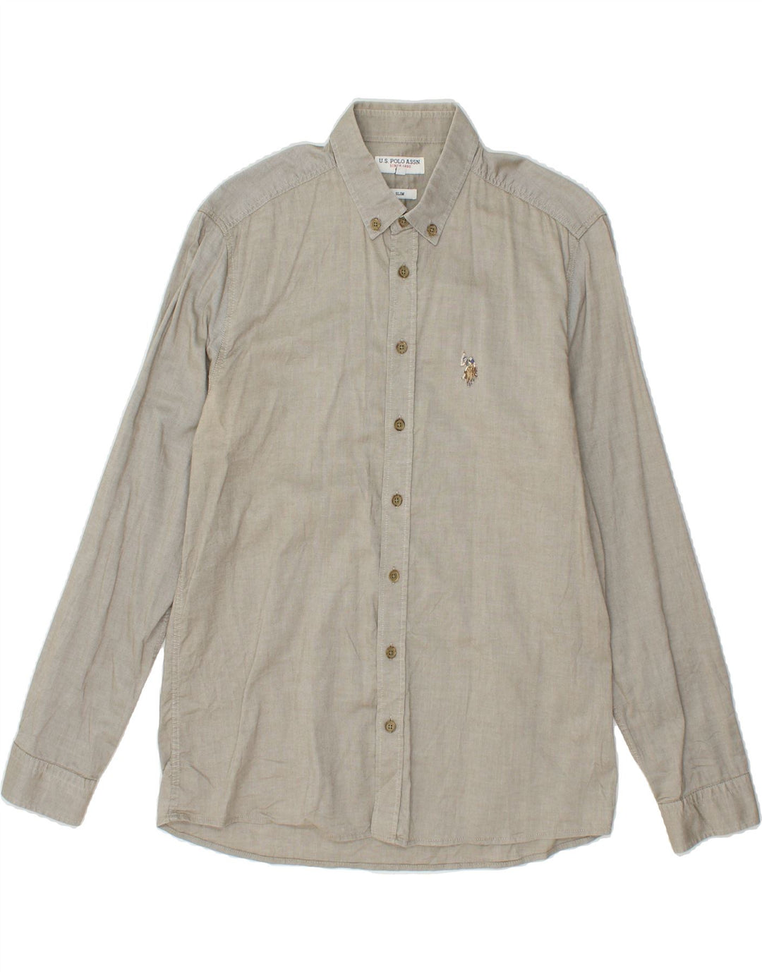 U.S. POLO ASSN. Mens Slim Fit Shirt Medium Grey Cotton Vintage U.S. Polo Assn. and Second-Hand U.S. Polo Assn. from Messina Hembry 