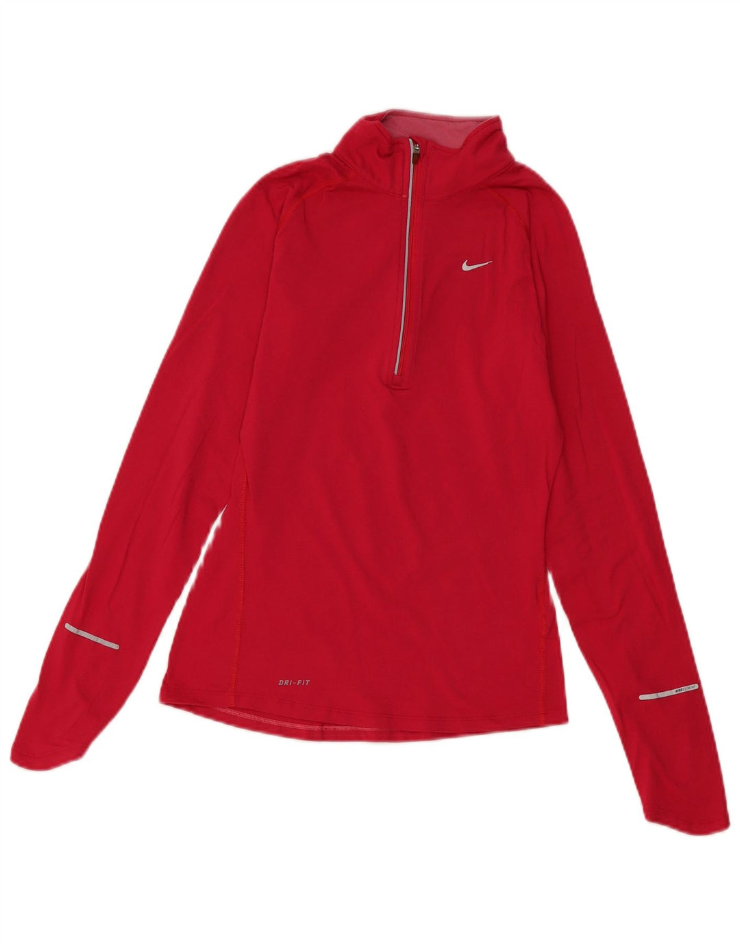 NIKE Womens Dri Fit Zip Neck Pullover Tracksuit Top UK 6 XS Pink