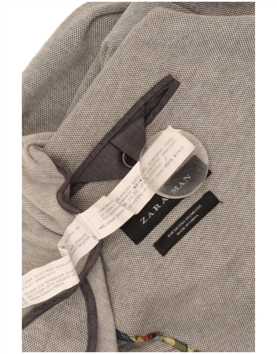 Zara muška jakna sa 2 gumba EU 56 XL sivi poliester