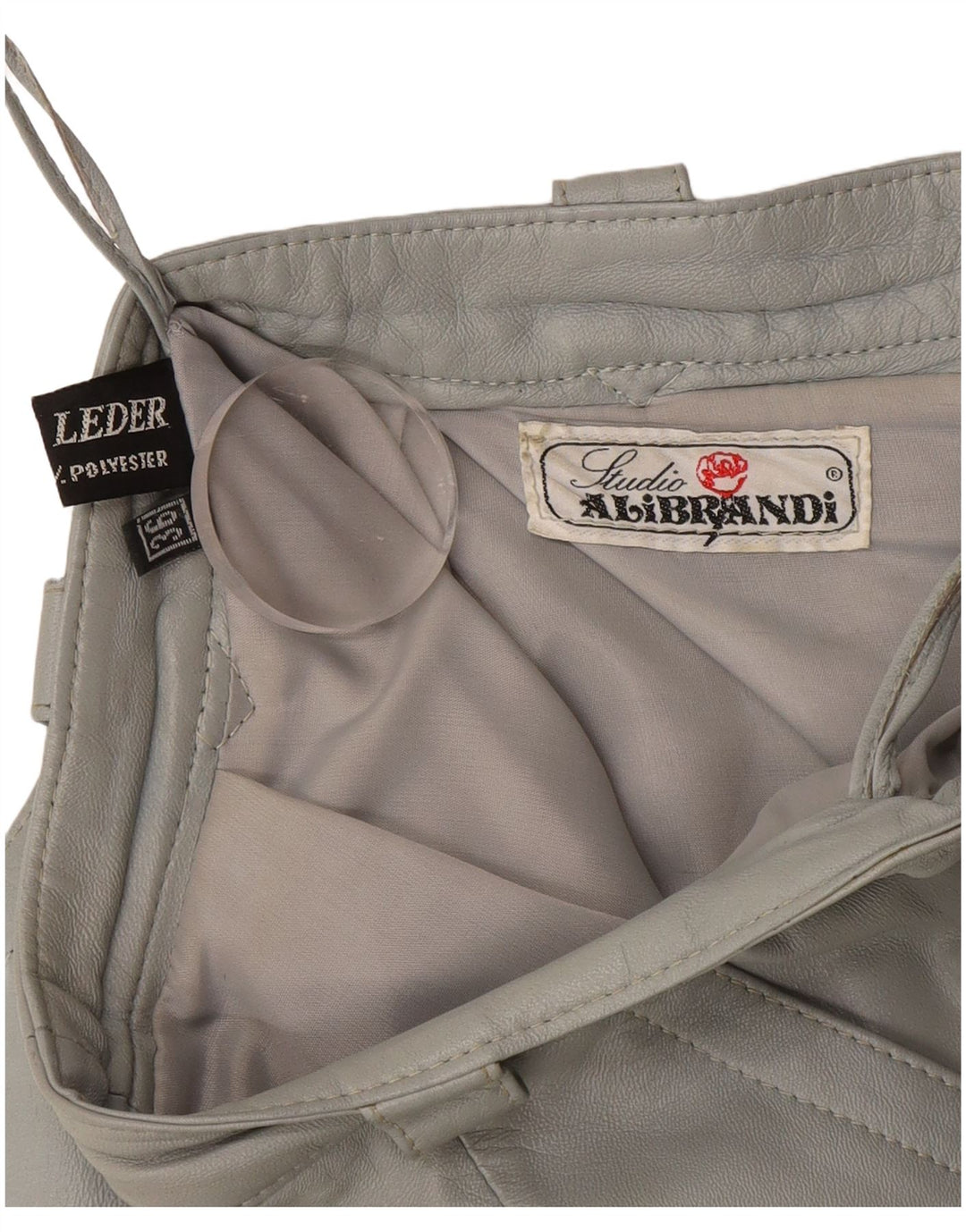 Vintage ženska kožna suknja W36 XL siva koža