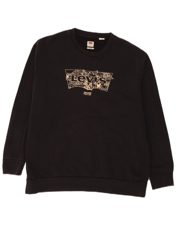 Levi's muška majica s motivom standardnog kroja XL crni pamuk