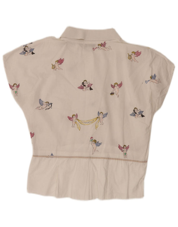 GYMNASIUM Ženska grafička bluza Top UK 14 Large Off White Cotton