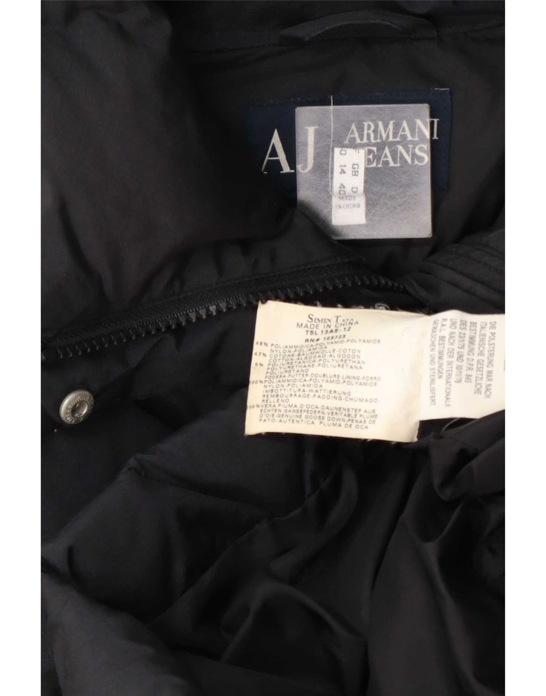 Armani Jeans ženski podstavljeni kaput UK 14 veliki tamnoplavi poliamid