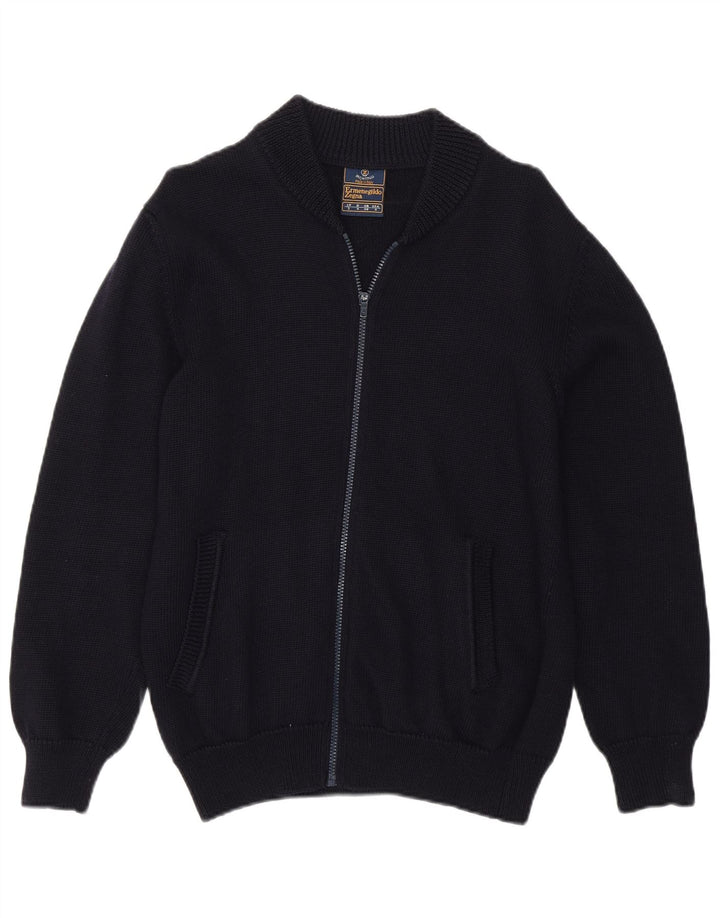 ERMENEGILDO ZEGNA Muški kardigan pulover UK 36 Mali tamnoplavi djevičanski vuneni